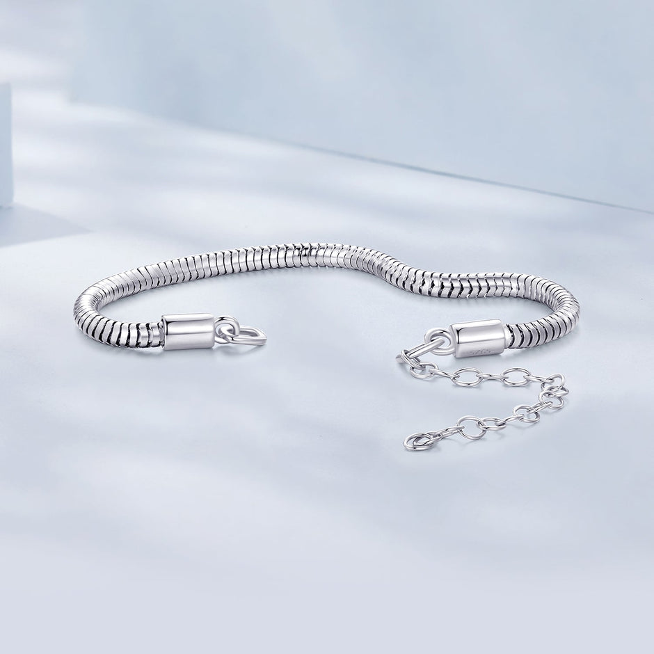 925 Sterling Silver Plated Platinum 140mm Chain Thickness 3mm Bracelet for Women
