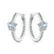 925 Sterling Silver Earrings with CZ and White Gold Plating, 1.3cm for Women
