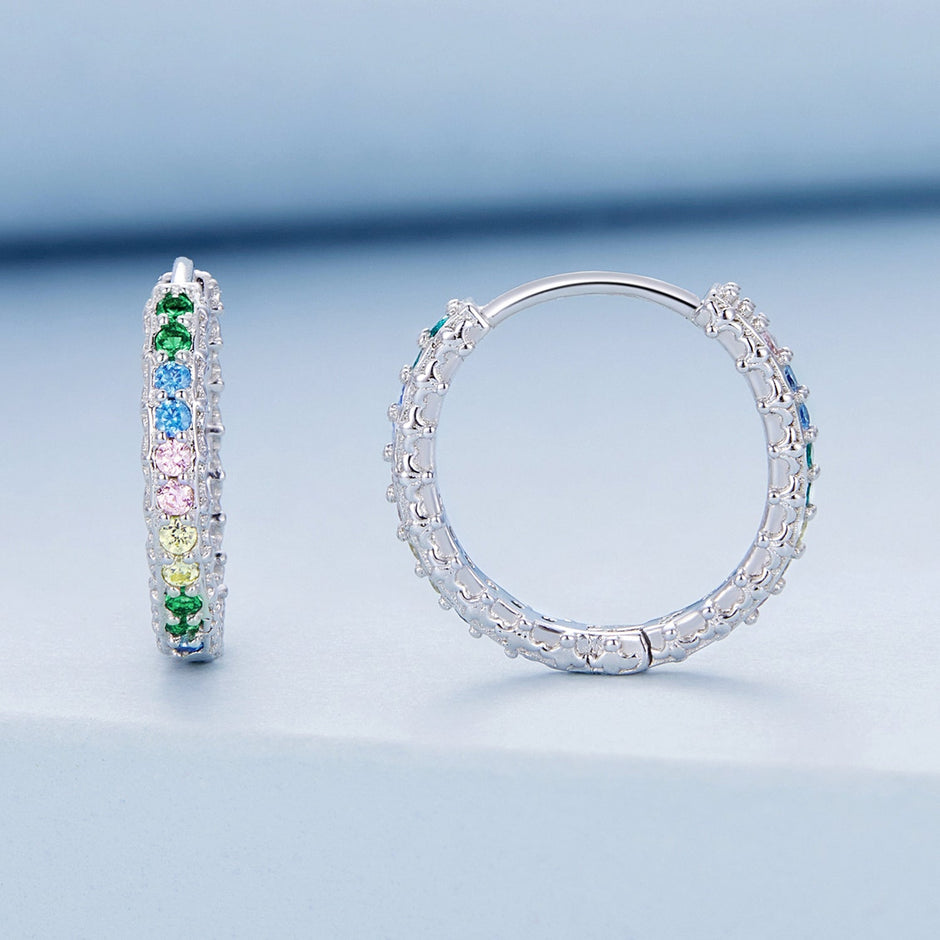 925 Sterling Silver Stud Earrings with CZ in Pavé Setting