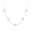 925 Sterling Silver Pave Setting CZ Necklace with White Gold Plating 400mm for Women