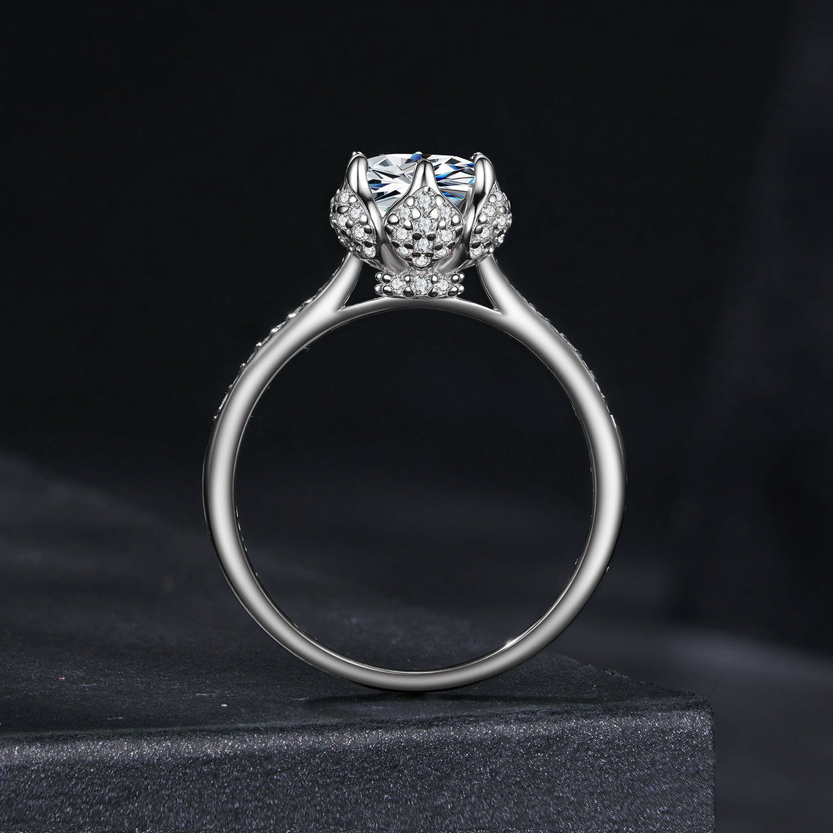 925 Sterling Silver Moissanite Ring 1ct Size 6 White Gold Plated for Women