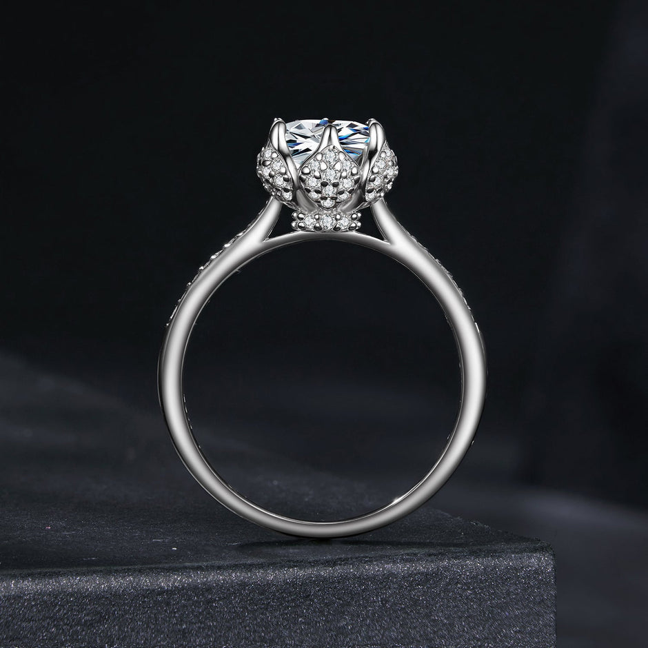 925 Sterling Silver Moissanite Ring 1ct Size 6 White Gold Plated for Women