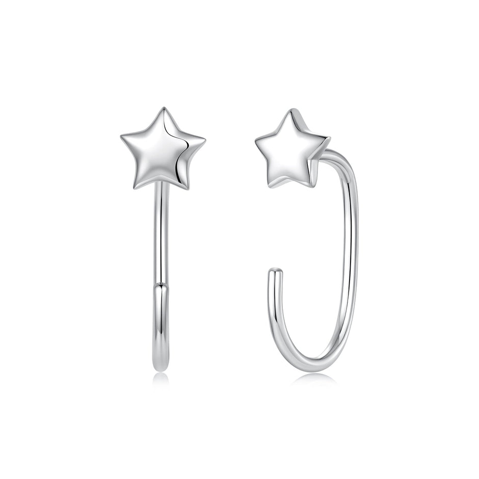 925 Sterling Silver Brass Earrings with White Gold Plating 1.4cm for Women