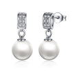 925 Sterling Silver Earrings with Zircon and Pearl for Women