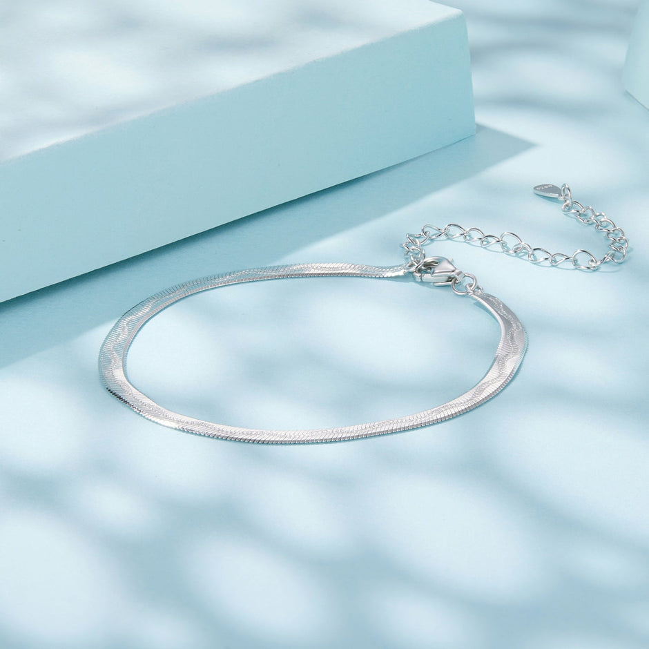 925 Sterling Silver Plated White Gold Bracelet for Unisex