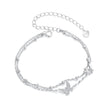 925 Sterling Silver Bracelets with Platinum Plating and CZ Stones - 150+60mm