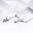 925 Sterling Silver Necklace with Bird and Leaves Design for Women