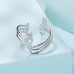 925 Sterling Silver Plated White Gold Adjustable Ring for Women