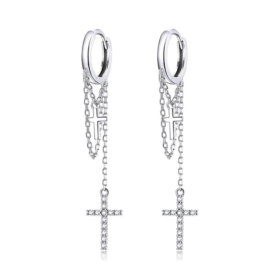 S925 Sterling Silver Plated Platinum Pavé Setting CZ Earrings for Women