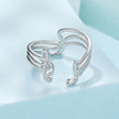 925 Sterling Silver Plated White Gold Adjustable Ring for Women