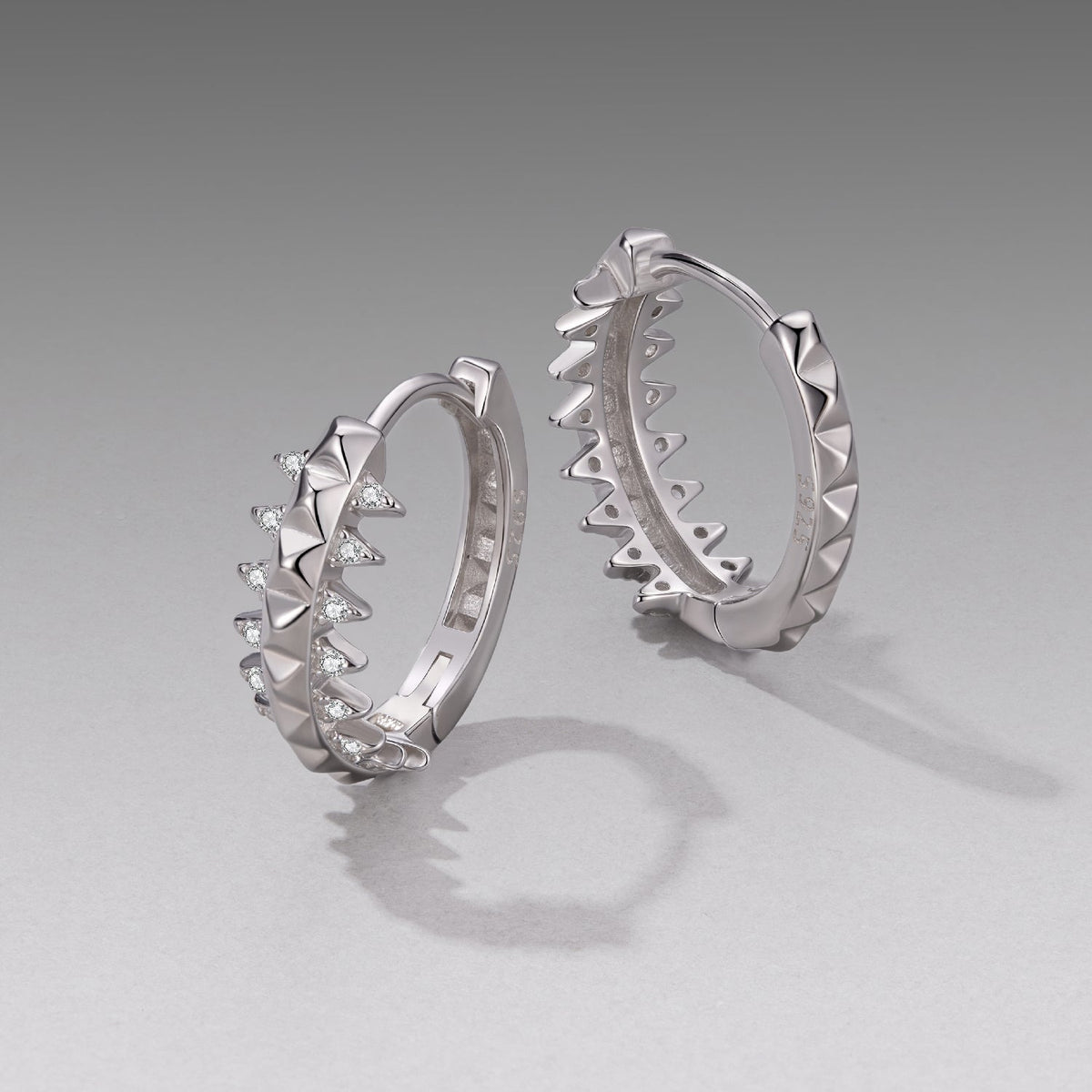 925 Sterling Silver White Gold Plated 1.6cm Pavé CZ Hoop Earrings for Women