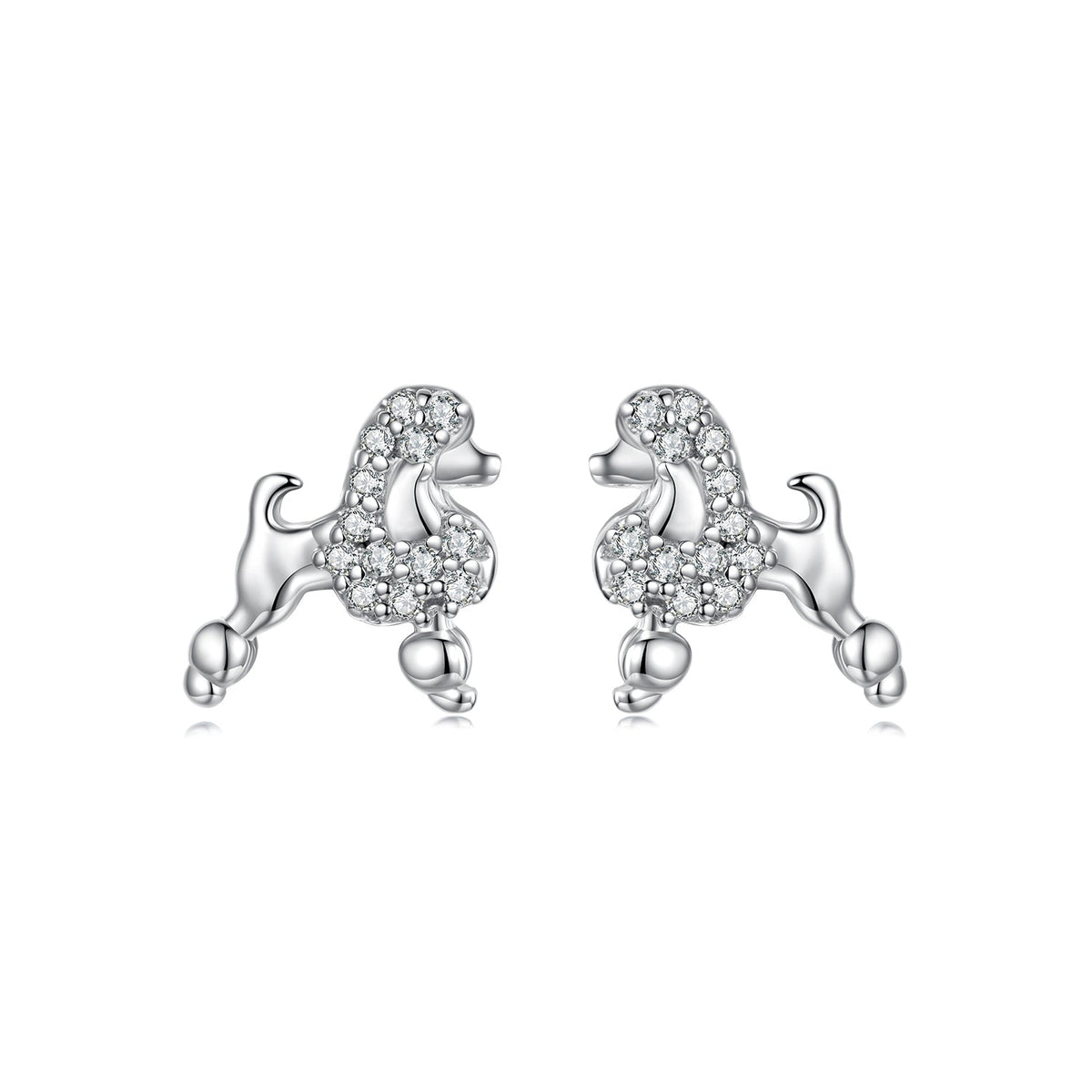925 Sterling Silver White Gold Plated Pavé CZ Earrings
