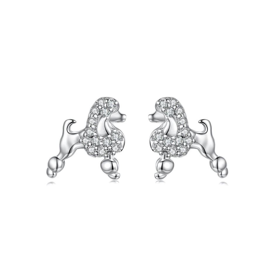 925 Sterling Silver White Gold Plated Pavé CZ Earrings