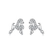 925 Sterling Silver White Gold Plated Pavé CZ Earrings