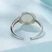925 Sterling Silver White Gold-Plated Ring with Nacre Pendant - Style E for Women