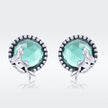 S925 Oxidized Silver Transparent Glass Earrings for Women
