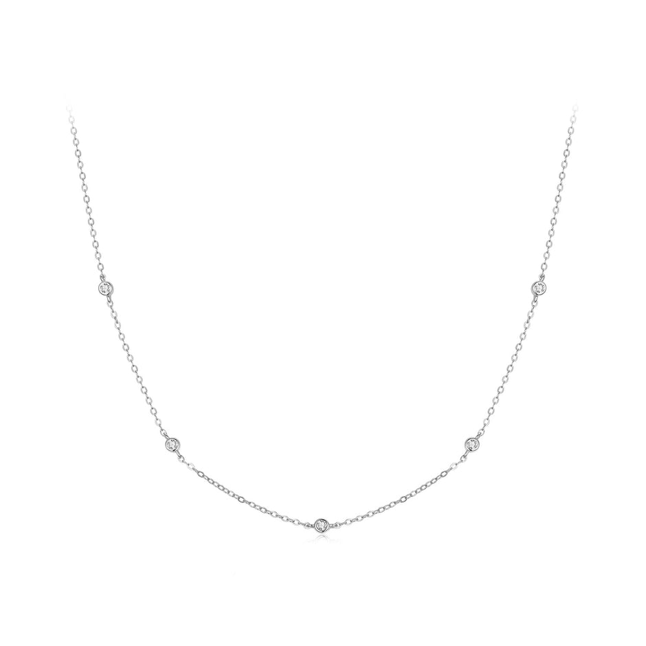 925 Sterling Silver White Gold Plated Adjustable Moissanite Necklace for Women