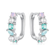 925 Sterling Silver Earrings with Nano Opal, Shell Pearl and Glass, 1.4cm for Women