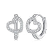 925 Sterling Silver Blue Pavé Setting CZ Earrings 12x8mm for Women