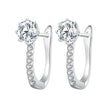 925 Sterling Silver Earrings with Pavé Setting CZ, Platinum Plated, 16x5.5mm for Women