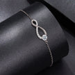 925 Sterling Silver Moissanite Pavé Bracelet for Women - 21cm, White Gold Plated, CZ