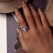 925 Sterling Silver Enamel Opal Ring with Pavé Setting for Women