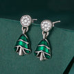 925 Sterling Silver Earrings with Enamel and Pavé Set CZ in Oxidized Silver
