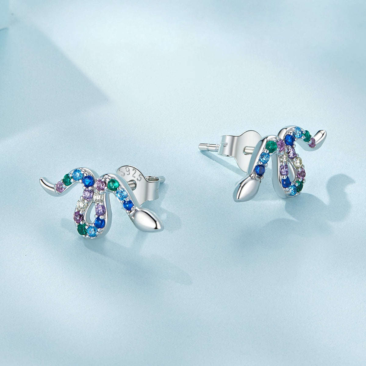 925 Sterling Silver Earrings with Pavé Setting CZ, 7x15mm, Plated Platinum for Women
