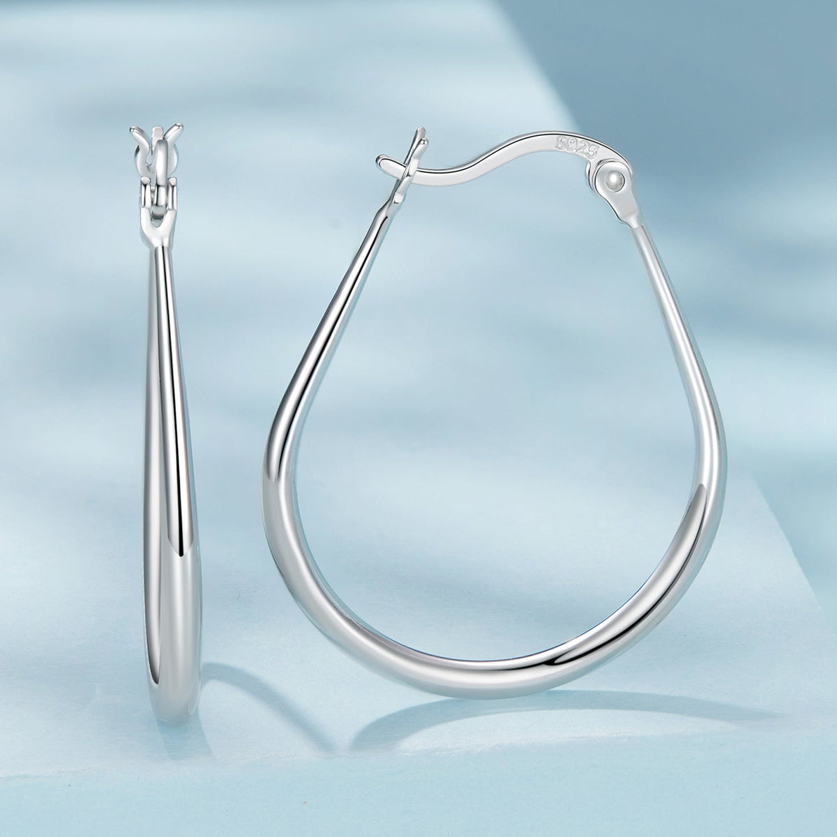 925 Sterling Silver Earrings for Women - 2.9x0.2cm, Plated White Gold, Style L
