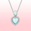 925 Sterling Silver Genuine Translucent Opal Necklace with CZ for Women