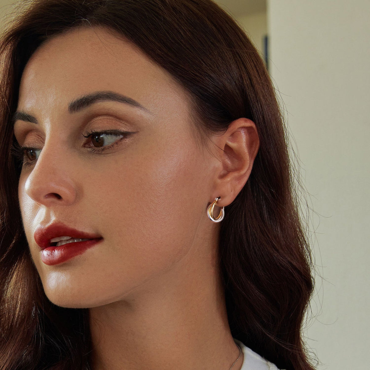 925 Sterling Silver Earrings with Platinum and Gold Plating for Women