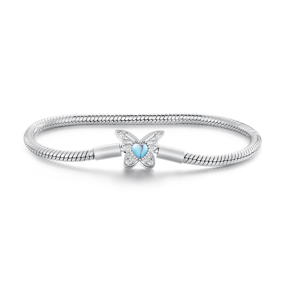 925 Sterling Silver Moonstone Bracelet 17.0 cm Pavé Setting for Women