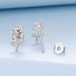 925 Sterling Silver Earrings plated with White Gold, 0.9*0.5cm for Women