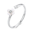 925 Sterling Silver White Gold Plated Ring with Nacre and CZ for Women