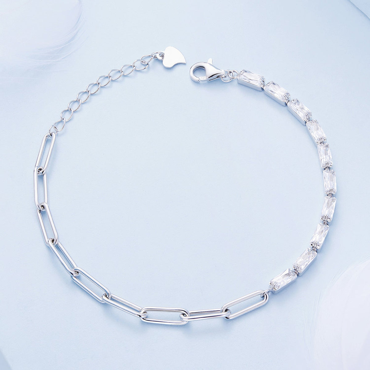 925 Sterling Silver Pavé Setting CZ Bracelet with Platinum Plating, Adjustable 14.5+3cm, for Women
