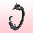 S925 Sterling Silver Plated Black Gold Cat-themed Ring for Women