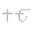 S925 Sterling Silver Earrings with Pavé Set CZ in Platinum Finish