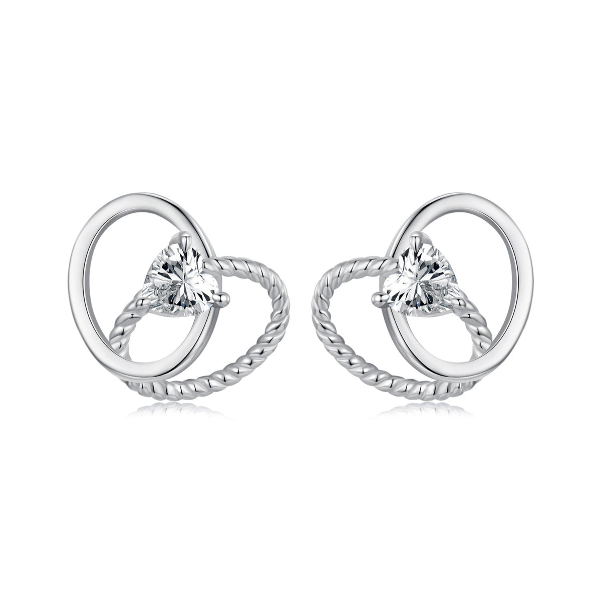 925 Sterling Silver White Gold Plated Pavé Setting CZ Earrings