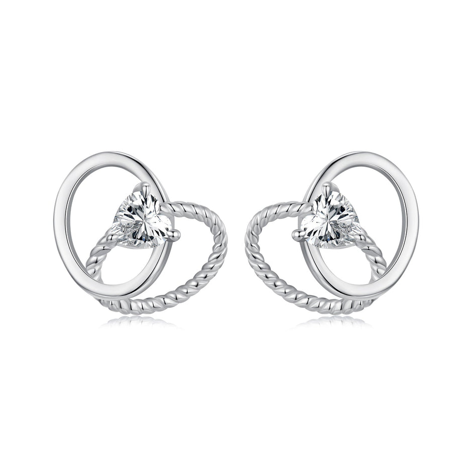 925 Sterling Silver White Gold Plated Pavé Setting CZ Earrings
