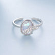 925 Sterling Silver Ring with Nano Opal Stone, 0.15 cm Width for Women