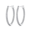 925 Sterling Silver Earrings with Pave Setting CZ in White Gold for Women