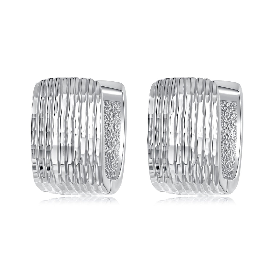 925 Sterling Silver Earrings for Women with White Gold Plating - 1.1cm x 0.7cm