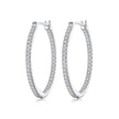 925 Sterling Silver Earrings with Pave Setting CZ in White Gold for Women