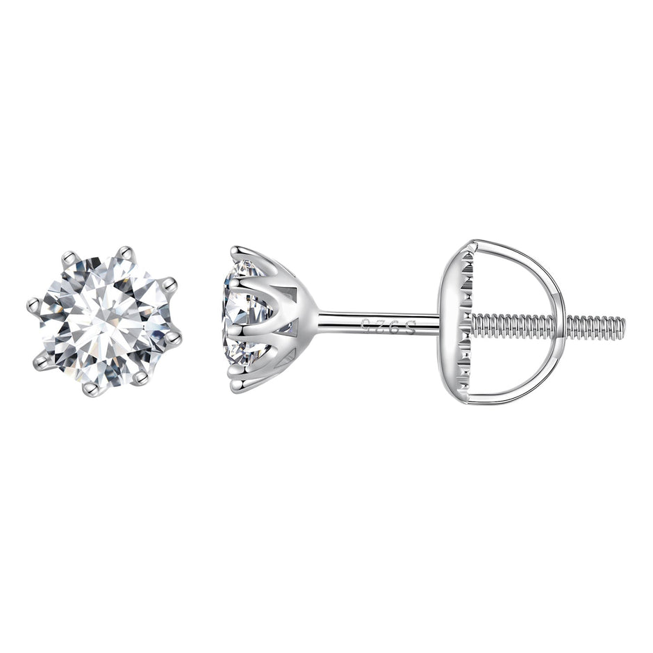 S925 Silver 0.5 Carat Moissanite Earrings 6.0mm for Women