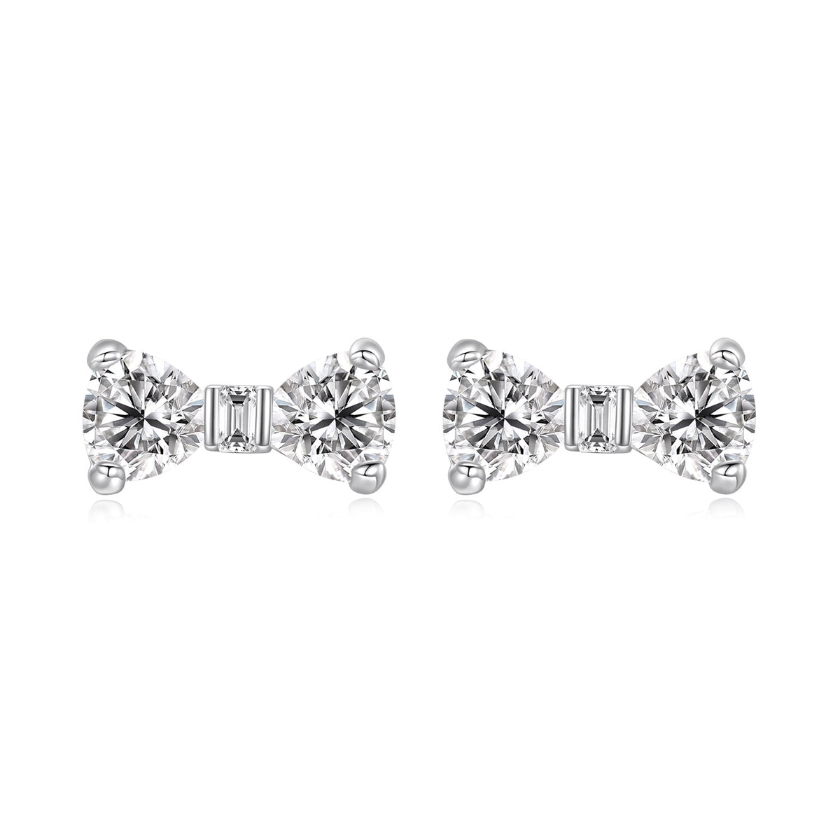 925 Sterling Silver Earrings with Pavé Setting CZ and White Gold Plating