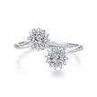 925 Sterling Silver Snowflake Ring with Pavé CZ in White Gold for Women
