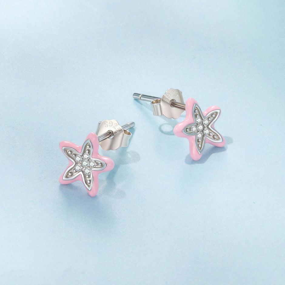 925 Sterling Silver Enamel CZ Earrings for Women