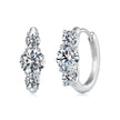 925 Sterling Silver White Gold Plated Moissanite 1.3x0.5cm Hoop Earrings for Women