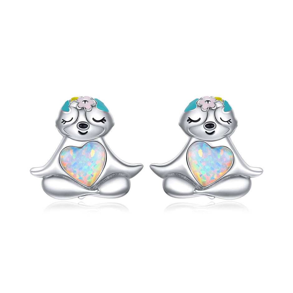 925 Sterling Silver Earrings with Translucent Opal