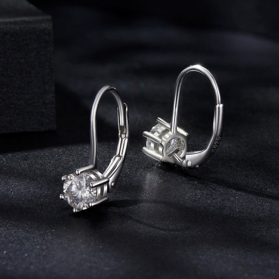 925 Sterling Silver 0.5 Carat Moissanite Earrings for Women